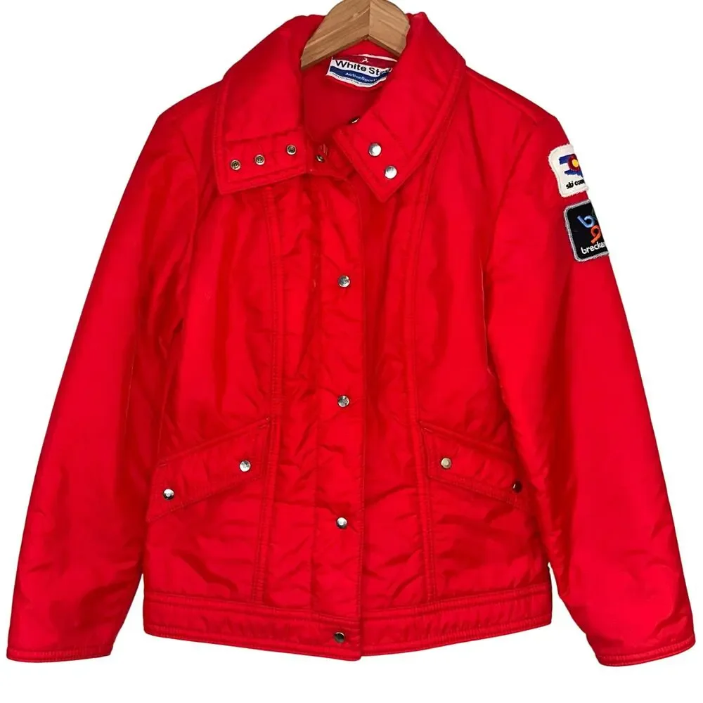 Vintage White Stag Red Breckenridge Colorado Puffer Ski Jacket Size Medium
